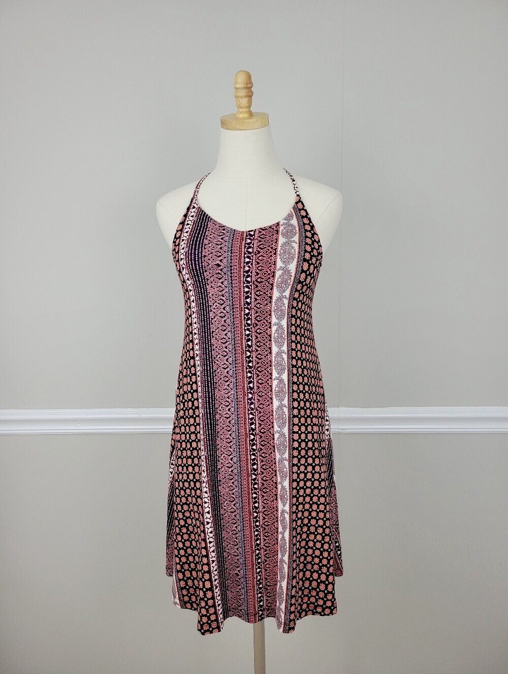 Rachel Zoe Sleeveless Boho Stripe & Geo Print Dress in Pink and Black